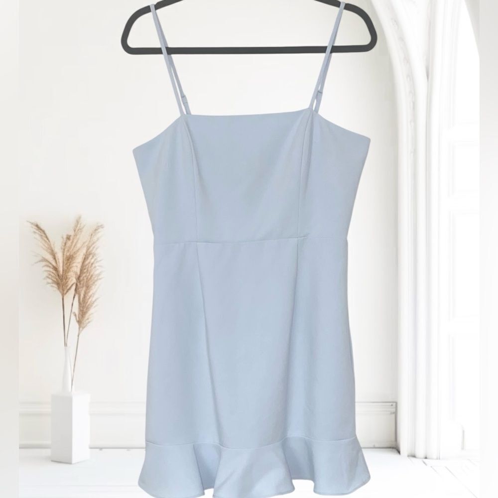 FRENCH CONNECTION Dress NEW Whisper Frill Hem Cami Mini Light Dream Blue Size 8 - Picture 7 of 12